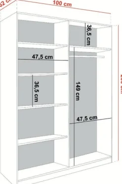 Szafy Dwudrzwiowe|Szafy Z Lustrem></noscript>KIER Szafa z lustrem 100 cm do przedpokoju dwudrzwiowa TARO biały