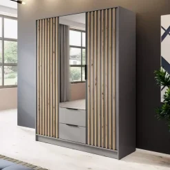 Meble Młodzieżowe|Zestawy Mebli Do Przedpokoju></noscript>PIASKI Szafa z lustrem 155 cm KELLY