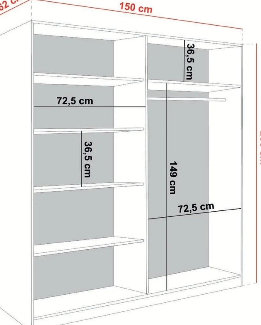 Szafy Dwudrzwiowe|Szafy Z Lustrem>KIER Szafa z lustrem 150 cm przesuwna dwudrzwiowa TARO biały