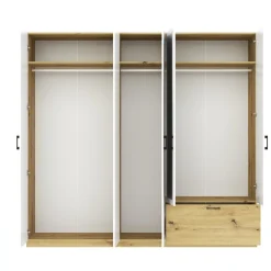 Szafy Otwierane|Szafy Z Lustrem></noscript>INTER MEBLE Szafa z lustrem 225cm na ubrania do sypialni ARLENE dąb artisan