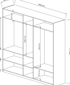 Szafy Otwierane|Szafy Z Lustrem></noscript>INTER MEBLE Szafa z lustrem 225cm na ubrania do sypialni ARLENE dąb artisan