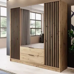 Meble Młodzieżowe|Zestawy Mebli Do Przedpokoju></noscript>PIASKI Szafa z lustrem dąb artisan KELLY