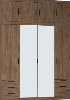 Meble Dla Dzieci|Zestawy Mebli Do Przedpokoju>Lempert Szafa z lustrem do garderoby 176 cm i nadstawka KUBA dąb lefkas