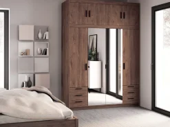 Meble Dla Dzieci|Zestawy Mebli Do Przedpokoju></noscript>Lempert Szafa z lustrem do garderoby 176 cm i nadstawka KUBA dąb lefkas