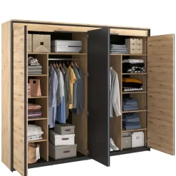 Szafy Do Przedpokoju|Szafy Do Salonu>lenart. Szafa z lustrem do sypialni 250 cm QUANT dąb artisan loft