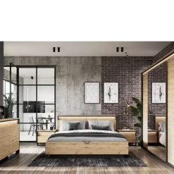 Szafy Do Przedpokoju|Szafy Do Salonu></noscript>lenart. Szafa z lustrem do sypialni 250 cm QUANT dąb artisan loft