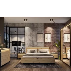 Szafy Do Przedpokoju|Szafy Do Salonu></noscript>lenart. Szafa z lustrem do sypialni 250 cm QUANT dąb artisan loft