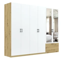 Szafy Otwierane|Szafy Z Lustrem>INTER MEBLE Szafa z lustrem do sypialni 270 cm na ubrania ARLENE dąb artisan