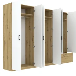 Szafy Otwierane|Szafy Z Lustrem>INTER MEBLE Szafa z lustrem do sypialni 270 cm na ubrania ARLENE dąb artisan