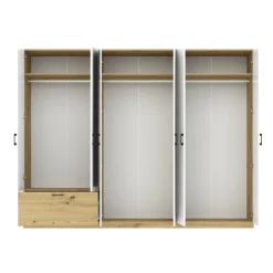 Szafy Otwierane|Szafy Z Lustrem></noscript>INTER MEBLE Szafa z lustrem do sypialni 270 cm na ubrania ARLENE dąb artisan