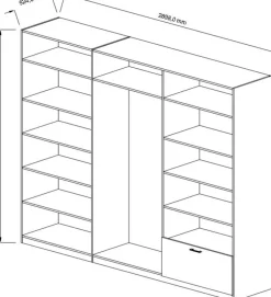Szafy Otwierane|Szafy Z Lustrem></noscript>INTER MEBLE Szafa z lustrem do sypialni 270 cm na ubrania ARLENE dąb artisan