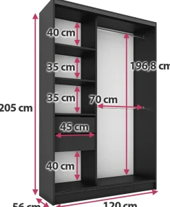 Szafy Trzydrzwiowe|Szafy Do Przedpokoju></noscript>BROMARKT Szafa z lustrem i drzwiami lamelowymi 120 cm LAMEL 3D