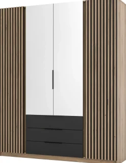 Szafy Młodzieżowe|Szafy Otwierane>Lempert Szafa z lustrem i lamelami do sypialni 200 cm KARAT