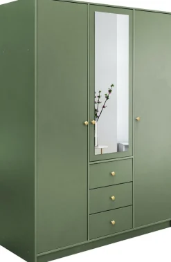 Meble Dla Dzieci|Zestawy Mebli Do Przedpokoju>Stolar Szafa z lustrem i półkami 150 cm SELMA z szufladami zielony