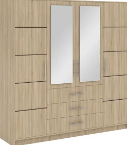 Meble Młodzieżowe|Zestawy Mebli Do Przedpokoju>Stolar Szafa z lustrem i półkami do sypialni 200 cm BILL dąb sonoma