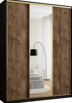 Szafy Trzydrzwiowe|Szafy Z Lustrem>BROMARKT Szafa z lustrem i szufladami 180 cm GOLD NEW MAX lefkas