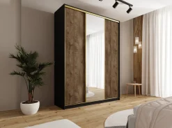 Szafy Trzydrzwiowe|Szafy Z Lustrem></noscript>BROMARKT Szafa z lustrem i szufladami 180 cm GOLD NEW MAX lefkas