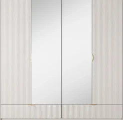 Zestawy Mebli Do Przedpokoju|Szafy Do Przedpokoju>LASKI Szafa z lustrem i szufladami do sypialni 213 cm beż LEONTE