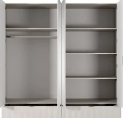 Zestawy Mebli Do Przedpokoju|Szafy Do Przedpokoju></noscript>LASKI Szafa z lustrem i szufladami do sypialni 213 cm beż LEONTE