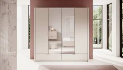 Zestawy Mebli Do Przedpokoju|Szafy Do Przedpokoju></noscript>LASKI Szafa z lustrem i szufladami do sypialni 213 cm beż LEONTE