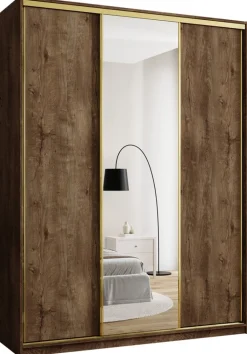 Szafy Trzydrzwiowe|Szafy Z Lustrem>BROMARKT Szafa z lustrem i szufladami 180 cm GOLD NEW MAX lefkas dąb lefkas