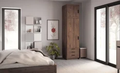 Zestawy Mebli Do Przedpokoju|Szafy Modułowe>Lempert Szafa z nadstawką 60 cm z półkami i szufladami KUBA dąb lefkas