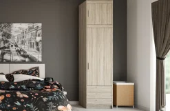 Zestawy Mebli Do Przedpokoju|Szafy Modułowe>Lempert Szafa z nadstawką 60 cm z półkami i szufladami KUBA dąb sonoma