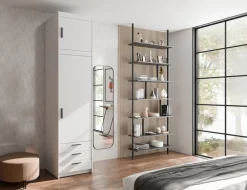 Zestawy Mebli Do Przedpokoju|Szafy Modułowe>Lempert Szafa z nadstawką biała 60 cm z półkami i szufladami KUBA biały