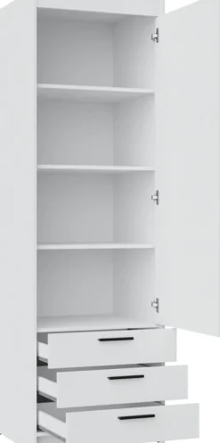 Zestawy Mebli Do Przedpokoju|Szafy Modułowe>Lempert Szafa z nadstawką biała 60 cm z półkami i szufladami KUBA biały