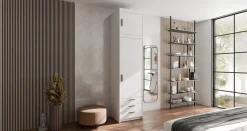 Zestawy Mebli Do Przedpokoju|Szafy Modułowe></noscript>Lempert Szafa z nadstawką biała 60 cm z półkami i szufladami KUBA biały