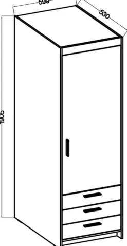 Zestawy Mebli Do Przedpokoju|Szafy Modułowe></noscript>Lempert Szafa z nadstawką biała 60 cm z półkami i szufladami KUBA biały