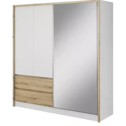 Szafy Z Lustrem|Szafy Przesuwne>PIASKI Szafa z szufladami 200 cm dąb artisan MALTA