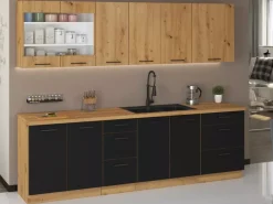 Meble Kuchenne>Lempert Szafka kuchenna pod zabudowę piekarnika i mikrofali 60 cm artisan czarny MILANO