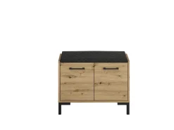 Szafki Na Buty|Zestawy Mebli Do Salonu></noscript>ML Meble Szafka na buty z tapicerowanym siedziskiem do przedpokoju NEVIO dąb artisan