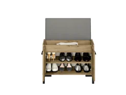 Szafki Na Buty|Zestawy Mebli Do Salonu></noscript>ML Meble Szafka na buty z tapicerowanym siedziskiem do przedpokoju NEVIO dąb artisan