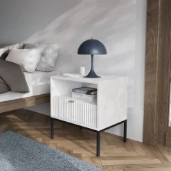 Szafki Nocne></noscript>PIASKI Szafka nocna biała AVANTI z szufladą biały