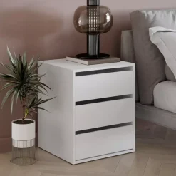 Meble Młodzieżowe|Zestawy Mebli Do Sypialni>lenart. Szafka nocna biała z szufladami nowoczesna IDEA biały