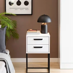 Szafki Nocne>INTER MEBLE Szafka nocna do sypialni z szufladami z uchwytem COTTA antracyt