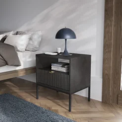Szafki Nocne></noscript>PIASKI Szafka nocna do sypialni w stylu glamour AVANTI czarny