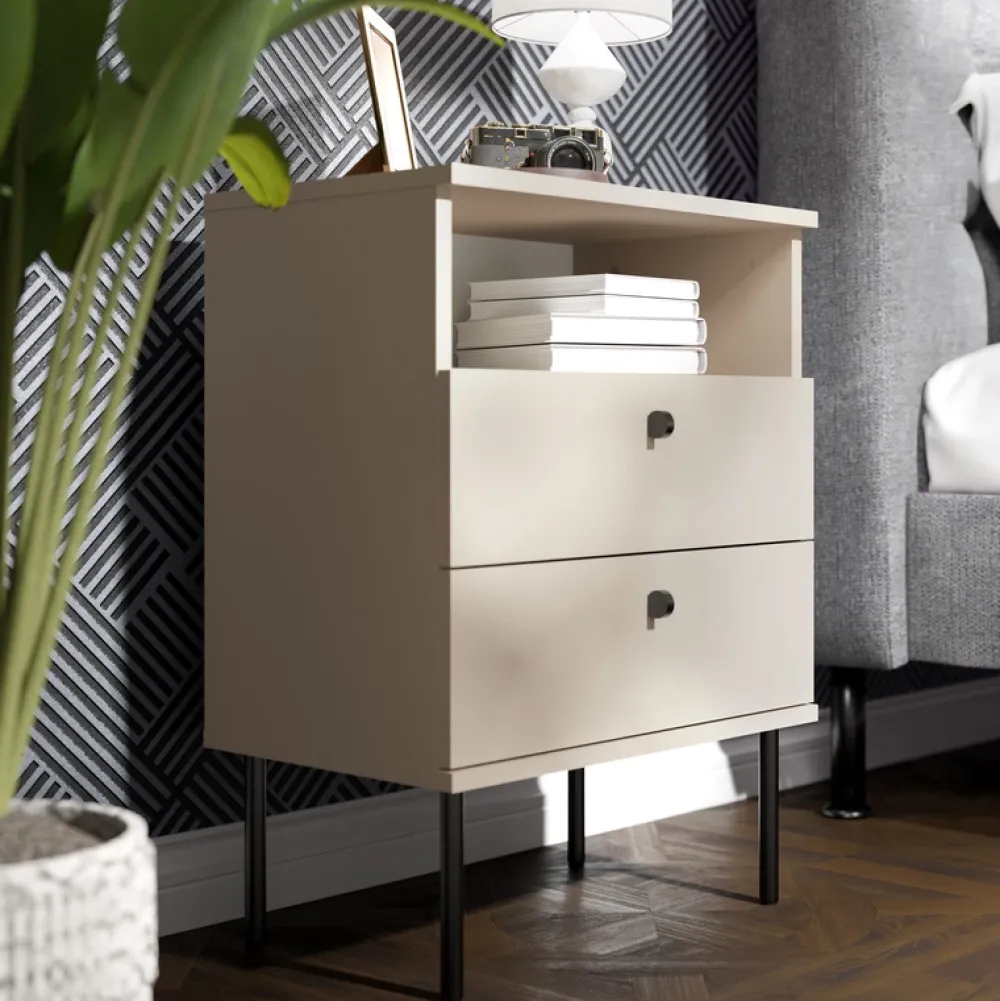 Szafki Nocne>MEBLOSIEK Szafka nocna HIGHLANDER z szufladami owa beż