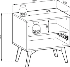 Zestawy Mebli Do Salonu|Szafki Nocne></noscript>PIASKI Szafka nocna w stylu boho z szufladą i wnęką FLOW