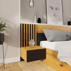 Meble Młodzieżowe|Zestawy Mebli Do Sypialni>Meblohand Szafka nocna z lamelami NELGARI