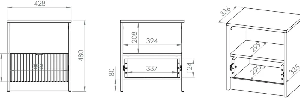 Zestawy Mebli Młodzieżowych>ML Meble Szafka nocna z szufladą do pokoju młodzieżowego 43 cm TORINO