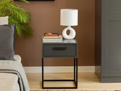 Szafki Nocne>INTER MEBLE Szafka nocna z szufladą do sypialni COTTA antracyt