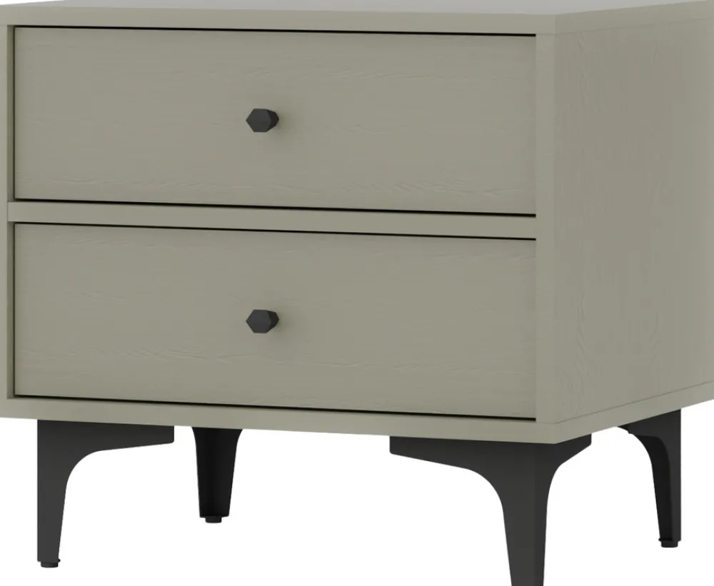 Zestawy Mebli Do Salonu|Szafki Nocne>Lempert Szafka nocna z szufladami na metalowych nóżkach 52 cm TOKEN eukaliptus