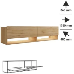 Zestawy Mebli Do Salonu|Szafki Rtv></noscript>BROMARKT Szafka pod telewizor dąb złoty 175 cm QUAD dąb craft złoty