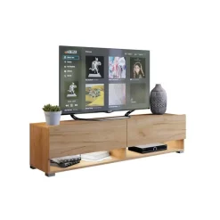 Zestawy Mebli Do Salonu|Szafki Rtv></noscript>BROMARKT Szafka pod telewizor dąb złoty 175 cm QUAD dąb craft złoty