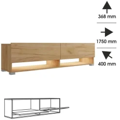 Zestawy Mebli Do Salonu|Szafki Rtv></noscript>BROMARKT Szafka pod telewizor dąb złoty 175 cm QUAD dąb craft złoty