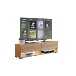 Zestawy Mebli Do Salonu|Szafki Rtv></noscript>BROMARKT Szafka pod telewizor dąb złoty 140 cm QUAD dąb craft złoty