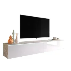Szafki Rtv>BRATEX Szafka pod tv beton biały połysk 180 cm BROMI